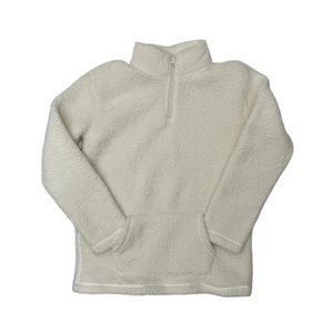 The Children's Place L (10/12) White Faux Fur Fleece Jacket Full Zip Coat Sweate